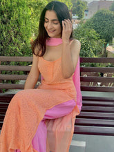 Coral Blush Strappy Chikankari Kurta Set (Set of 3)